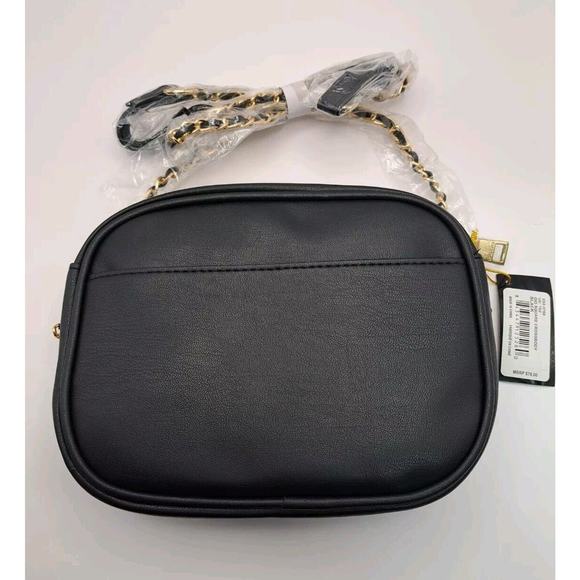 Bebe Women's Black And Gold‎ Chain Strap Top Zip Gio Square Crossbody Bag - Picture 3 of 7